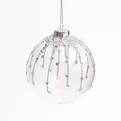 Новогодний шар 10 см лед с серебром 058D-7055D