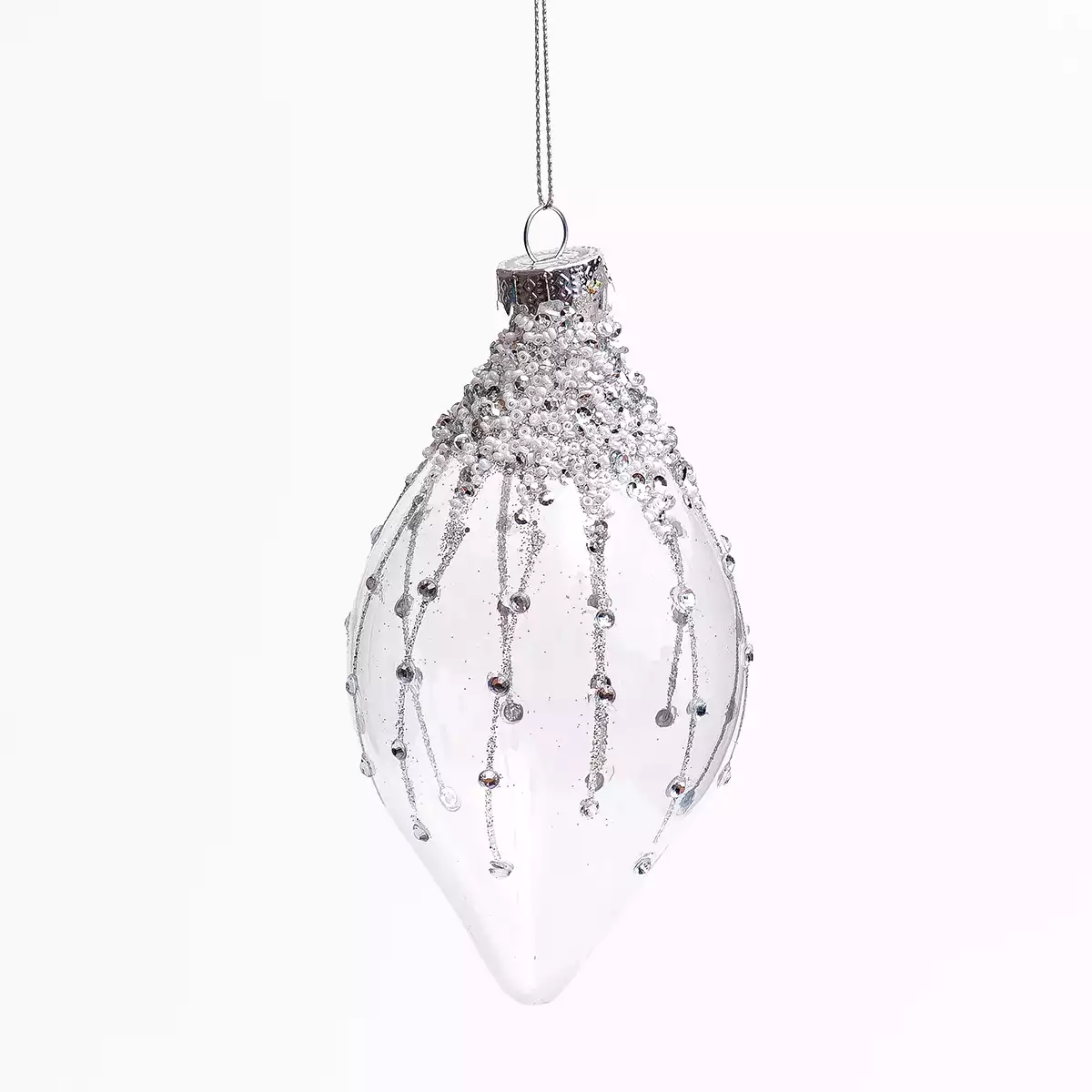 Новогодняя сосулька 13,5 см лед с серебром 058D-7056D