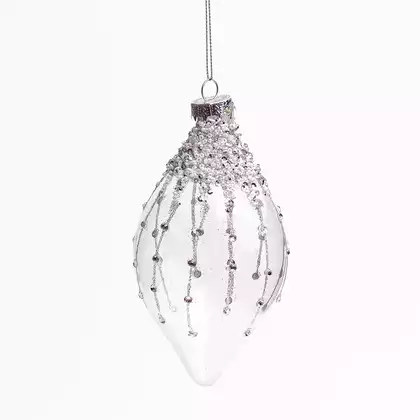 Новогодняя сосулька 13,5 см лед с серебром 058D-7056D