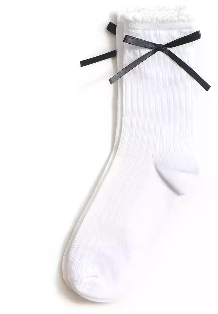 Носки в рубчик с бантиком