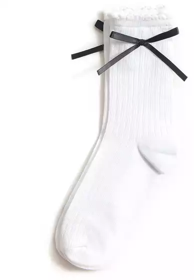 Носки в рубчик с бантиком