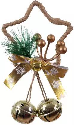 Новогоднее подвеска 18х9 см Звезда золото 058D-7517D