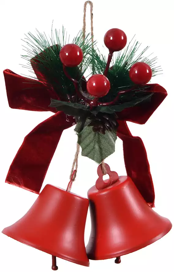 Новогоднее подвеска 17х13 см Колокольчики с бантом 058D-7519D