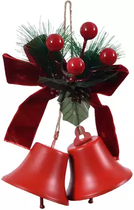 Новогоднее подвеска 17х13 см Колокольчики с бантом 058D-7519D