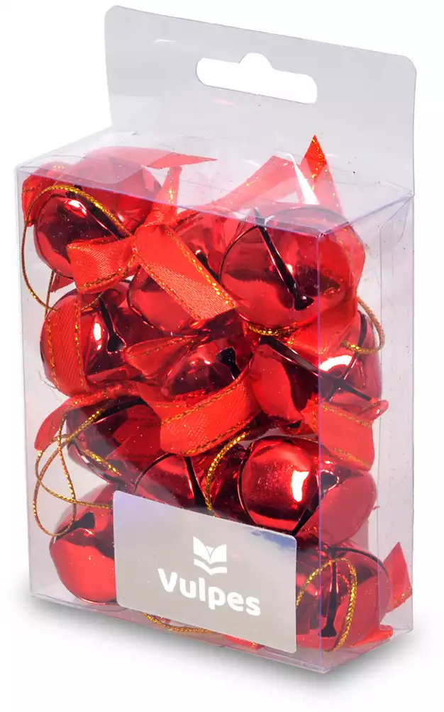 Новогодние колокольчики 3 см 12 шт красный 058D-7520D