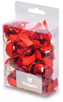 Новогодние колокольчики 3 см 12 шт красный 058D-7520D