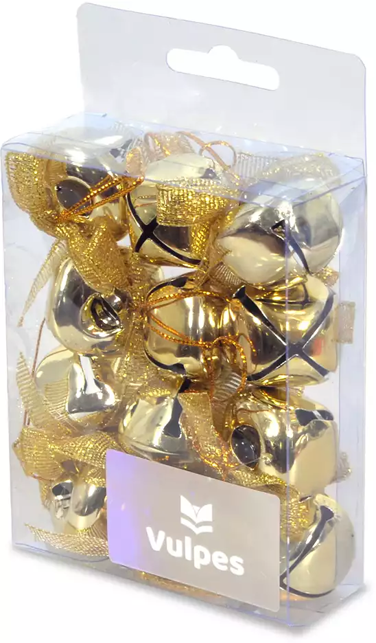 Новогодние колокольчики 3 см 12 шт золото 058D-7521D