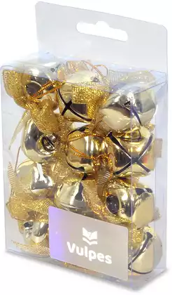 Новогодние колокольчики 3 см 12 шт золото 058D-7521D