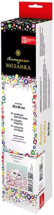 Алмазная мозаика 30х30см КОТ С ПОНЧИКАМИ 65555