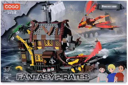Конструктор блочный Пиратский корабль и дракон COGO 3134