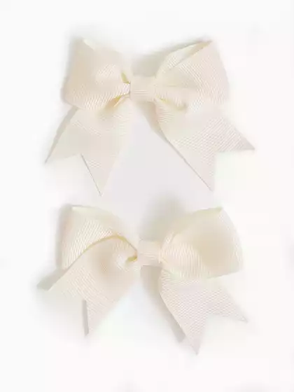 Зажим 2 шт бантики экрю 6,5 см Vulpe s058D-7721D