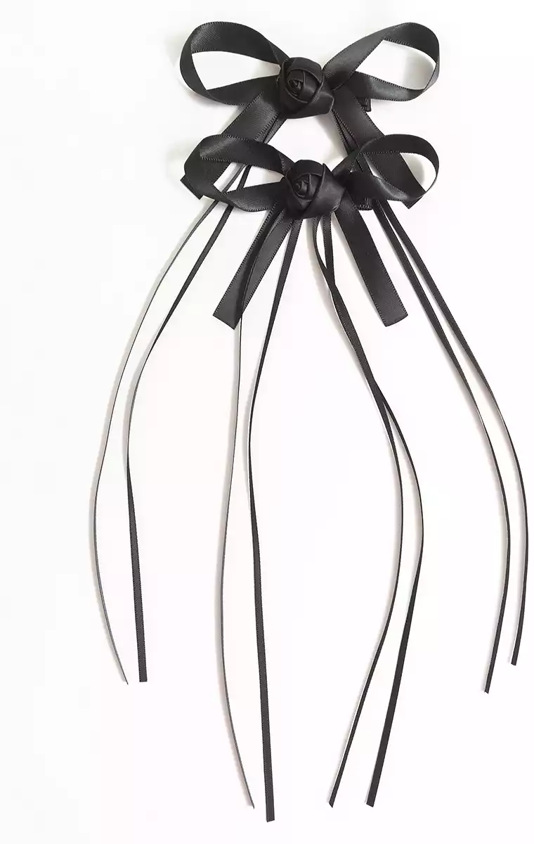 Зажим 2 шт бантики черный 7,5х30 см Vulpes 058D-7715D