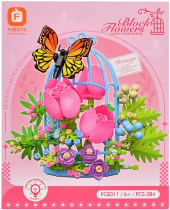 Конструктор Цветочная композиция с бабочкой cо светом FС8311 384 дет.