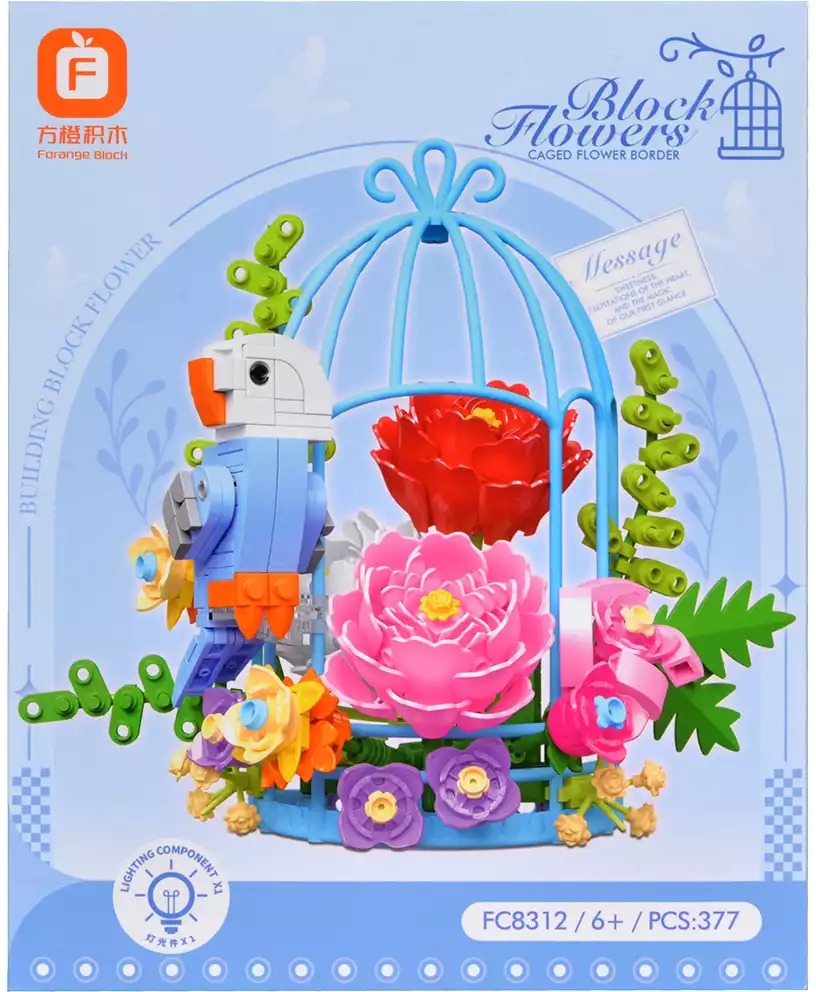 Конструктор Цветочная композиция с попугаем со светом FC8312 377 дет.