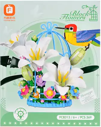 Конструктор Цветочная композиция с колибри со светом FC8313 369 дет.