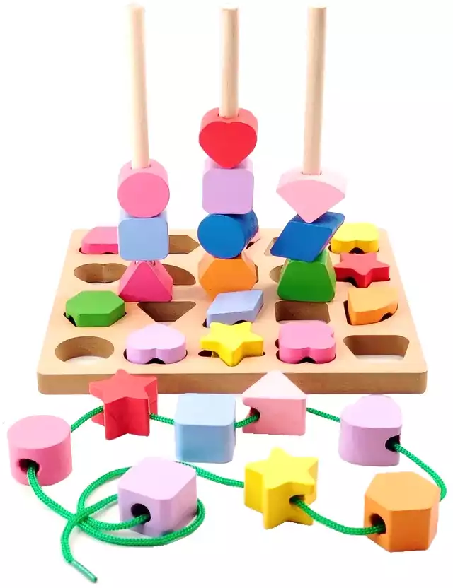 Логическая игра с карточками (сортер, вкладыши, шнуровка) MZ6370 дерево