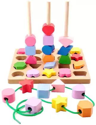 Логическая игра с карточками (сортер, вкладыши, шнуровка) MZ6370 дерево