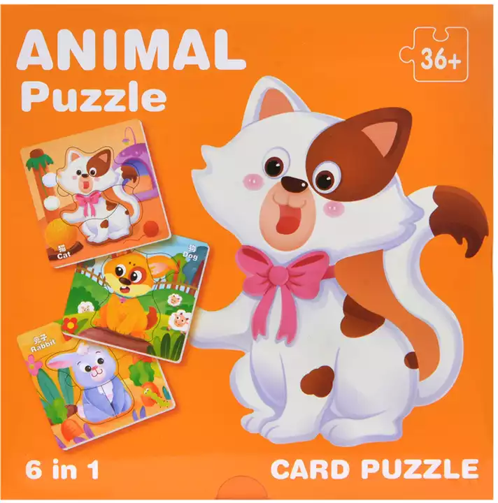 Набор пазлов Животные 6 шт. HTOY-823 дерево