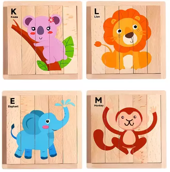 Пазл-брусочки двусторонние Животные 5 эл. BZ73-67H дерево