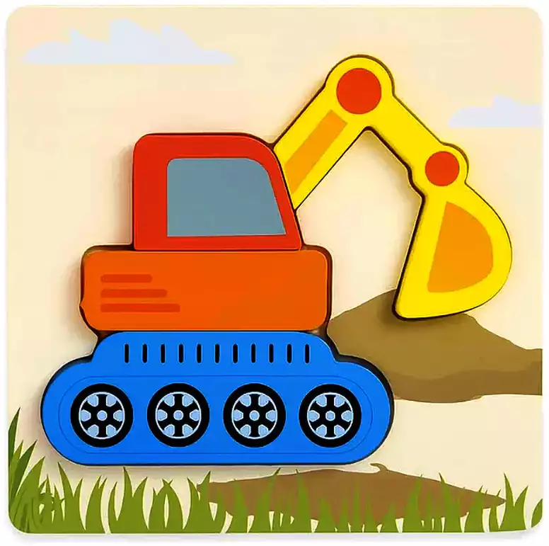 Пазл объёмный Экскаватор в поле BZ73-383 дерево