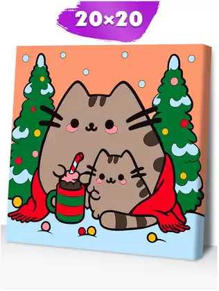 Картина по номерам 20х20см Уютный вечер кошек Р4056