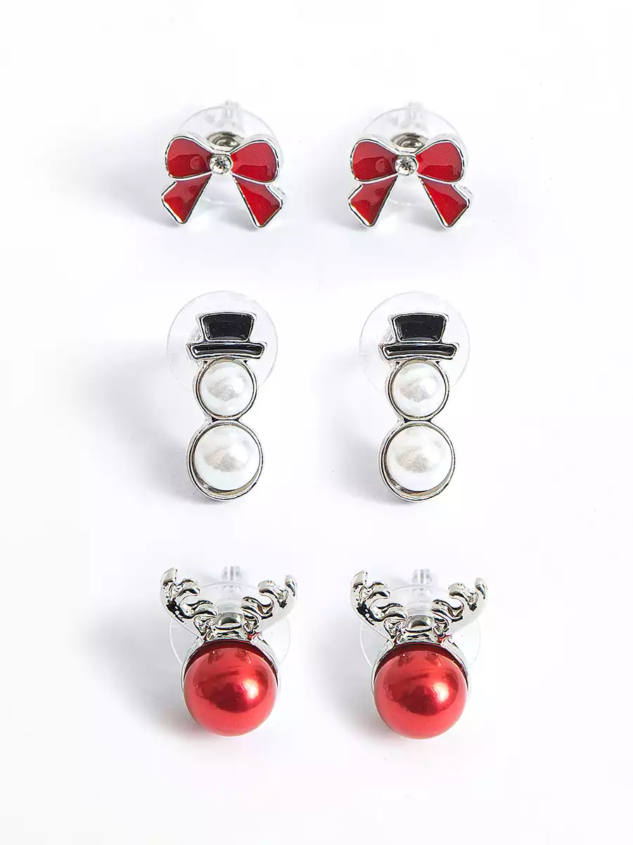 Серьги в наборе 3 пары гвоздики НГ Vulpes 058D-7707D