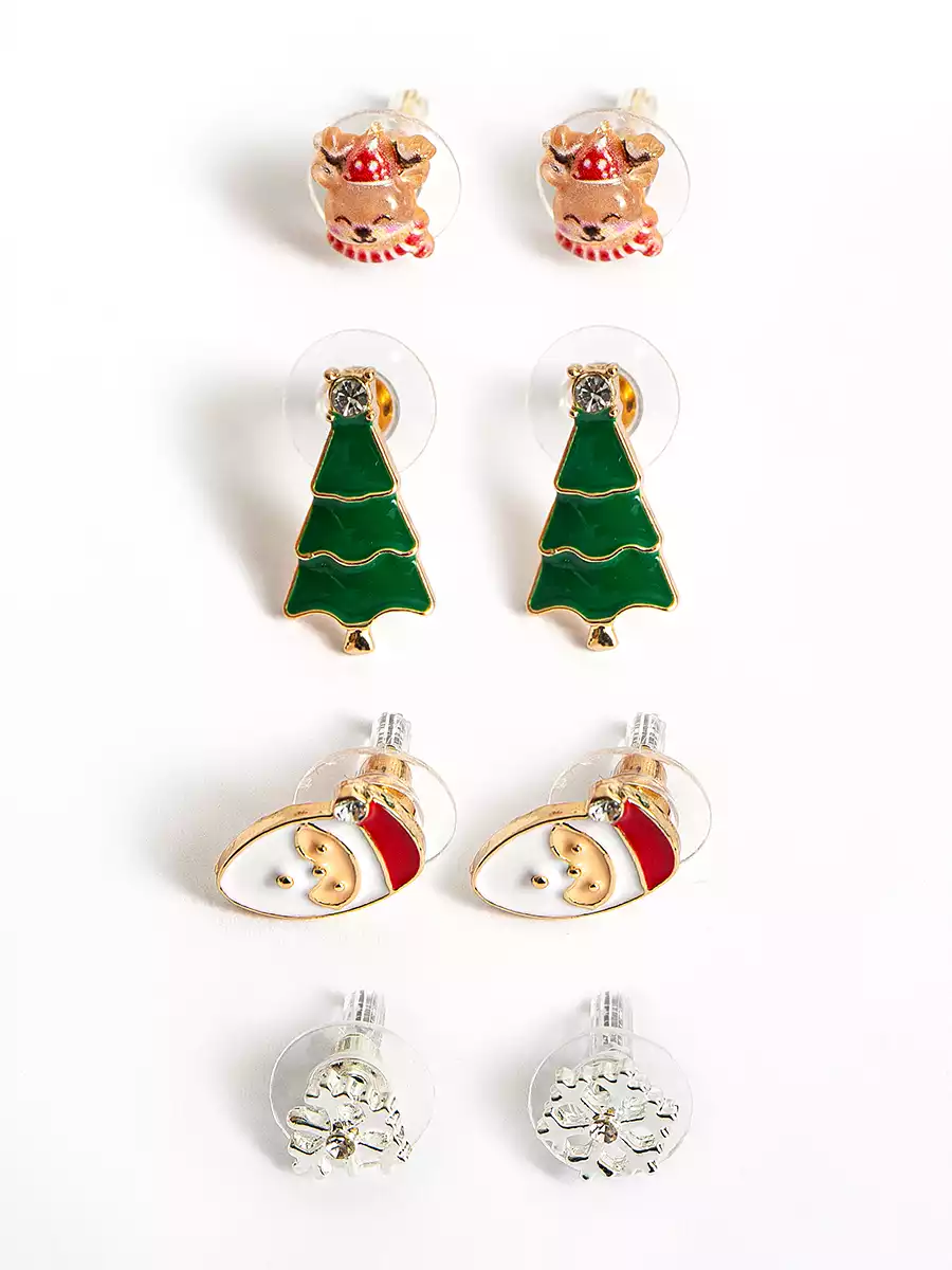 Серьги в наборе 4 пары гвоздики НГ Vulpes 058D-7712D