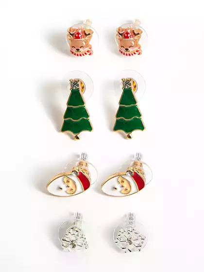 Серьги в наборе 4 пары гвоздики НГ Vulpes 058D-7712D