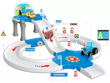 Игровой набор PARKING-BLUTRA7 Технопарк Парковка Синий Трактор 7,5см.