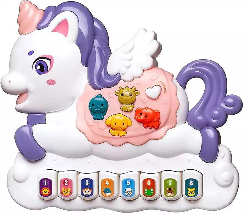 Игрушка музыкальная 855-113D Пианино Единорожка свет/звук