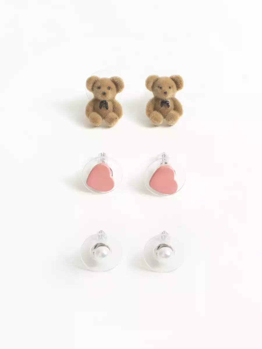 Серьги гвоздики 3 пары Vulpes 058D-7911D