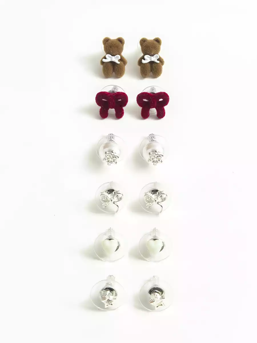 Серьги гвоздики 6 пар Vulpes 058D-7914D