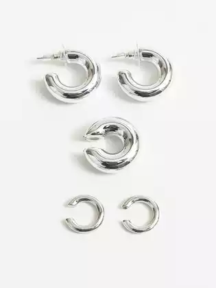 Серьги крупные серьги кольца и каффы без прокола 5 шт KEANU 058D-7988D