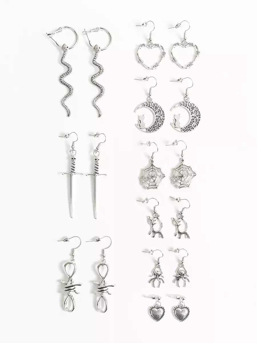 Серьги в наборе 9 пар 058D-7939D