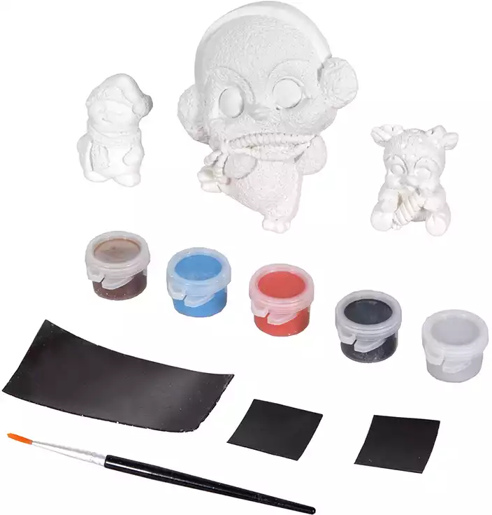 Магниты для росписи Пингвинчик + оленёнок и снеговик с красками и кистью ФП 24-302