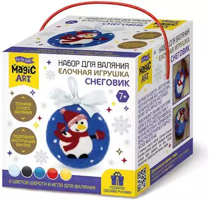 Набор для творчества Валяние Ёлочная игрушка Снеговик 05456