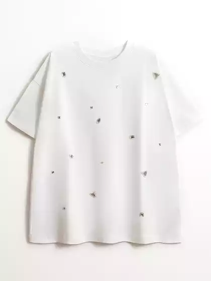 Футболка оверсайз с декором из камней KEANU