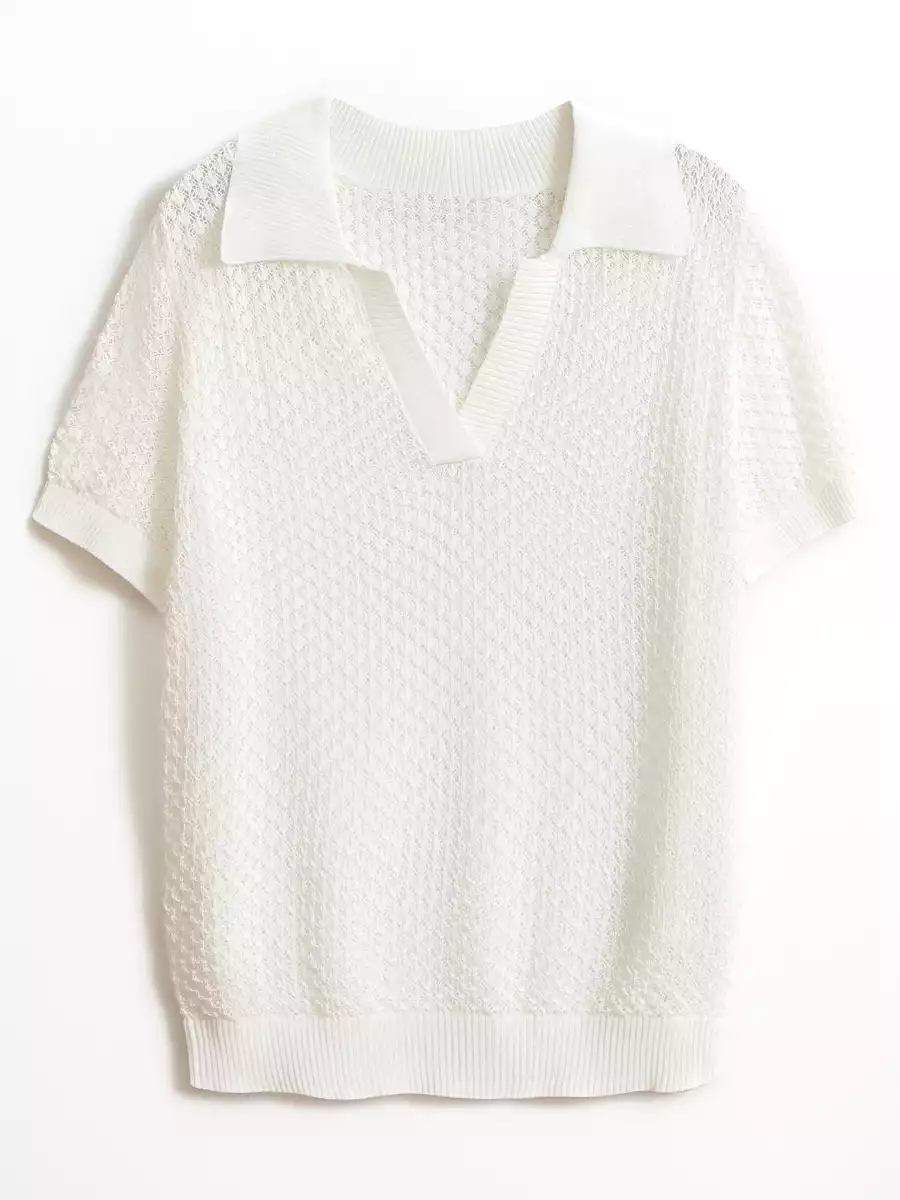 Джемпер-поло ажурной вязки KEANU