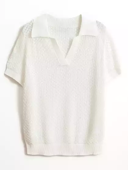 Джемпер-поло ажурной вязки KEANU