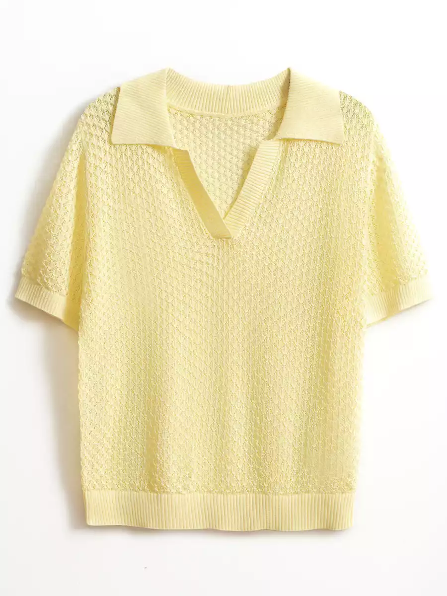 Джемпер-поло ажурной вязки KEANU