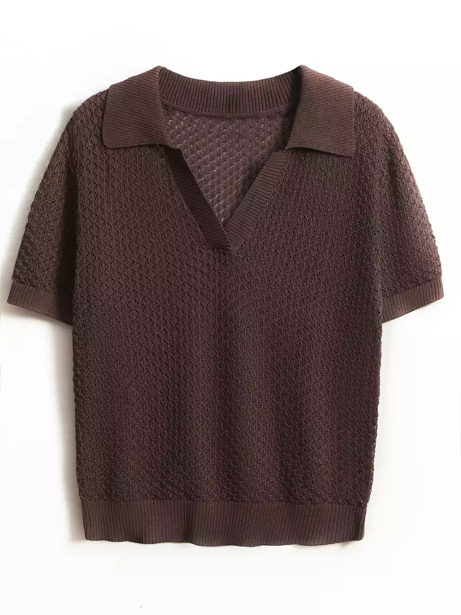 Джемпер-поло ажурной вязки KEANU