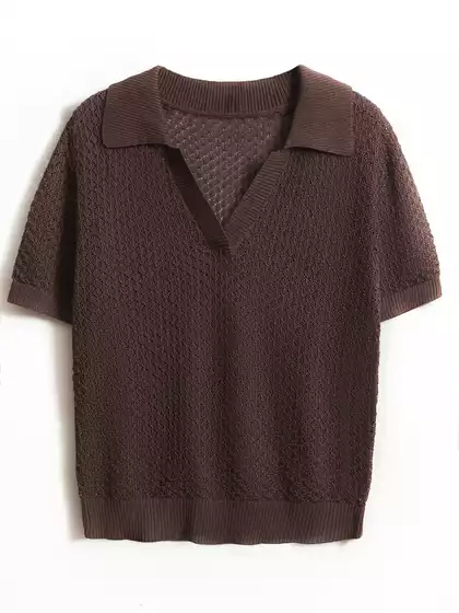 Джемпер-поло ажурной вязки KEANU