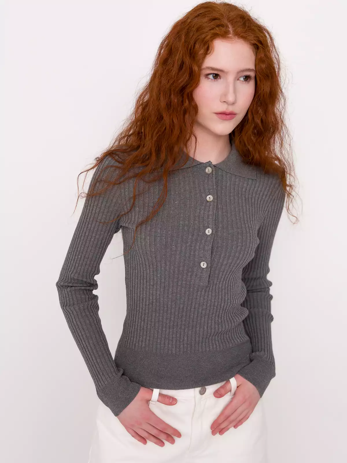 Базовый джемпер-поло в рубчик KEANU