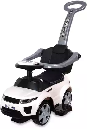 Машина-каталка с ручкой синий PT614W