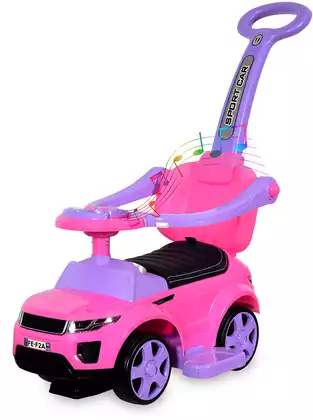 Машина-каталка с ручкой синий PT614W