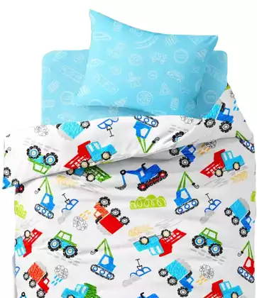 Комплект постельного белья Василек Юниор Строительные машинки (поплин)