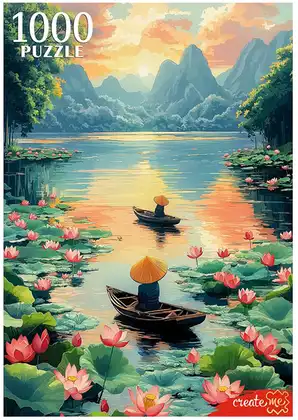 Пазл 1000 эл.Лодки на реке с лотосами П1000-1964 Рыжий кот