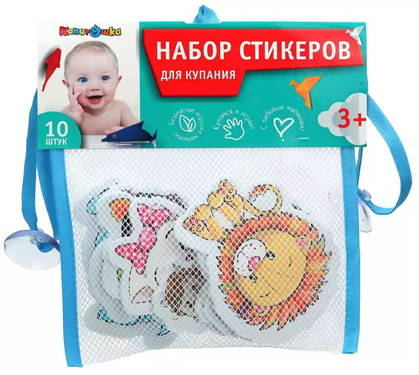 Игрушка для ванны набор стикеров SWL-ZVERI02 КАПИТОШКА