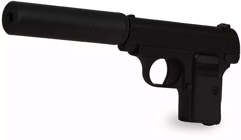 Пистолет металлический Colt 25 G.1A 25см с глушителем в/к