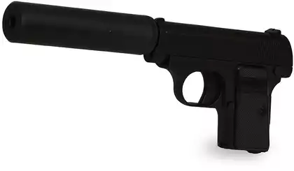 Пистолет металлический Colt 25 G.1A 25см с глушителем в/к